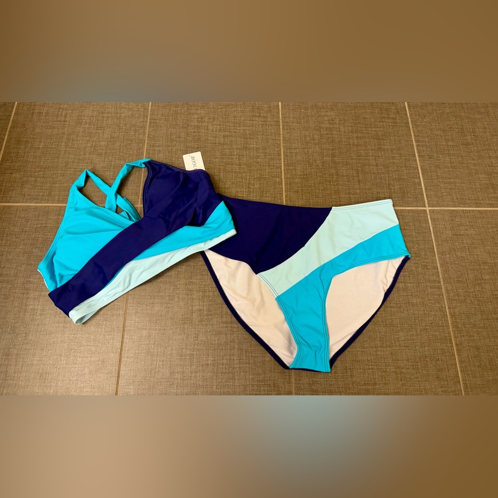Cupshe Blue and Aqua Colorblock Bikini
